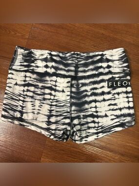 Fleo Black & White Tie-Dye High Rise Bike Shorts